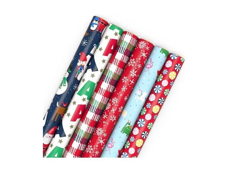 Hallmark Christmas Wrapping Paper 6 Rolls (180 Sq. Ft. Total)