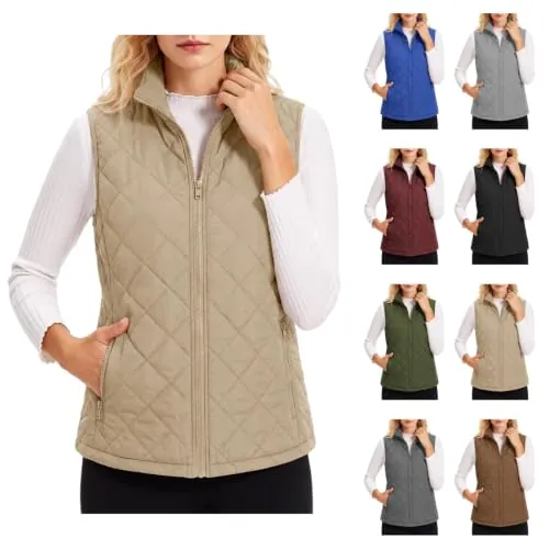 Women Full Zip Quilted Sleeveless Vest