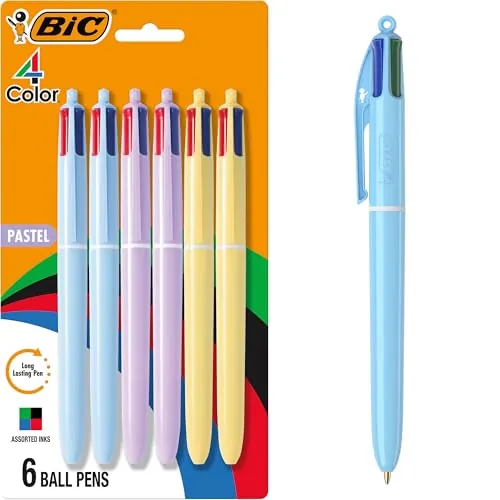 BIC 4-Color Pastel Retractable Ballpoint Pen 6-Pack