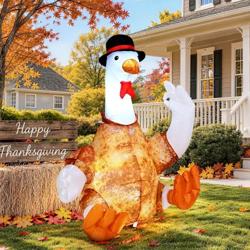 TIESJOY 4-Foot Thanksgiving Inflatable Turkey Goose