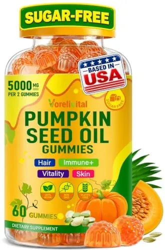 Pumpkin Seed Oil for Hair Growth 60 Count Gummies with Saw Palmetto