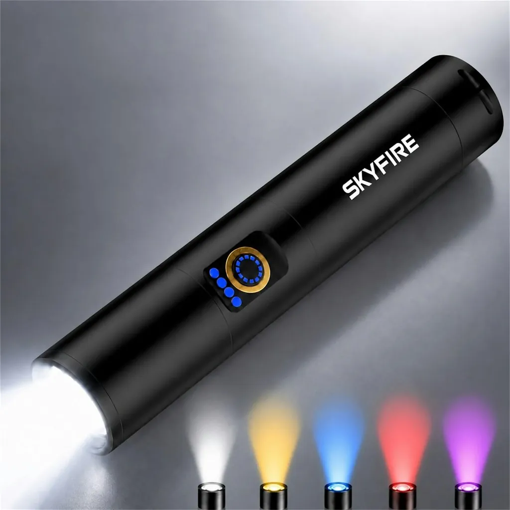 Skyfire Rechargeable LED Flashlight w/ Magnetic Tail
