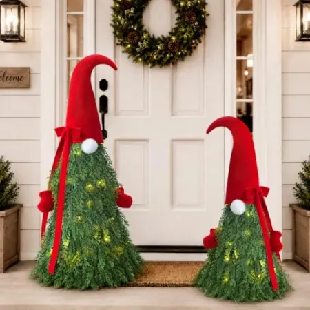 2-Pack Zesua Christmas Gnome Topiary Trees