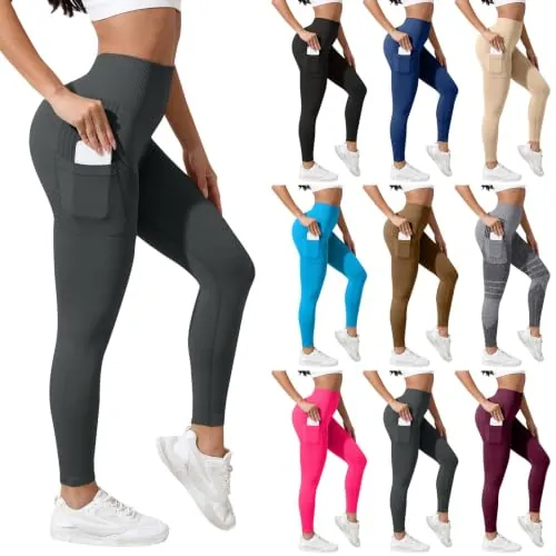 Leggings with Pockets Mid Waisted Tummy Control