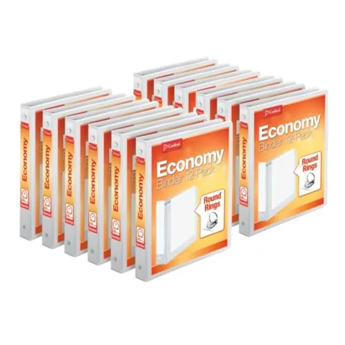 Cardinal 1 Inch 3 Ring Binders, White, 12 Pack