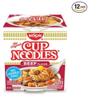 12-Pack Nissin Cup Noodles Ramen Noodle Soup (2.25 oz each)