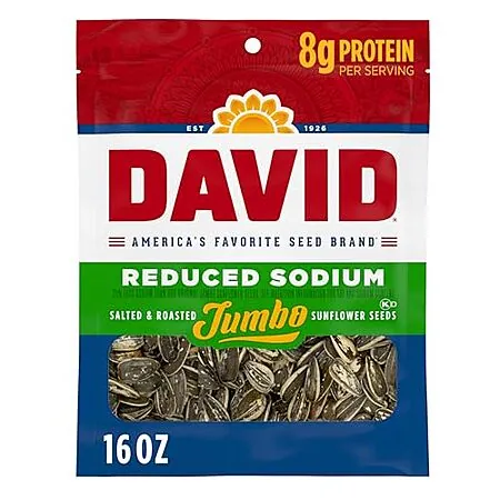Select Accts: 16-Oz David Salted & Roasted Jumbo Sunflower Seeds (Reduced Sodium)