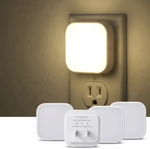 DAYBETTER Plug-in LED Night Light 4-Pack, Light Sensing Warm White