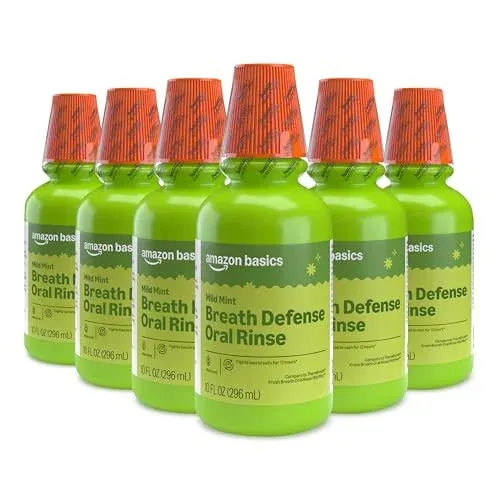 Amazon Basics Breath Defense Oral Rinse Mild Mint 6-Pack 10-Oz