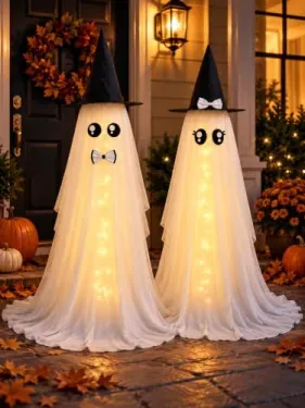 2-Pack HOMELEX 59" Lighted Bride and Groom Ghost Decorations