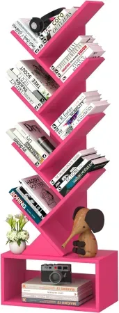 46" 9-Tier SHEEPAM Standing Wooden Bookshelf Tree