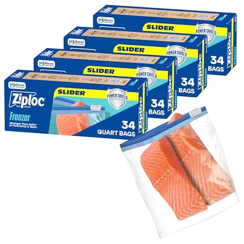Ziploc 34-Count Quart Freezer Slider Bags 4-Pack