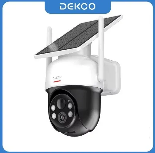 Dekco 3MP Solar WiFi PTZ Security Camera with Battery & Solar Panel