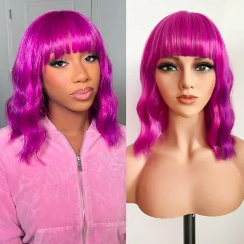 Pizazz Rose/Purple Short Bob Wig w/ Bangs