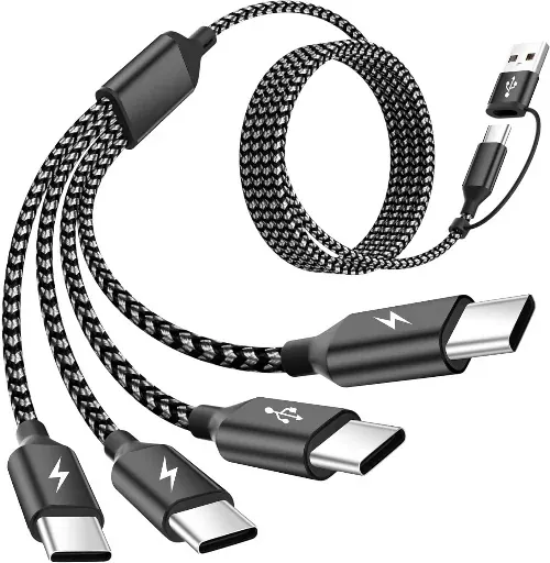 USB C Splitter Multi Charging Cable 4 in 2 USB A/C