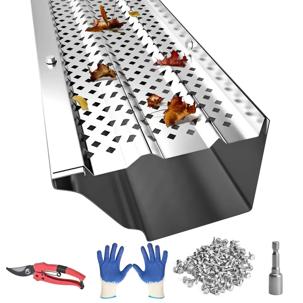 Gutter Guards 6" x216-Foot Aluminum Leaf Filter Rain Gutter Cover 64-Piece Set