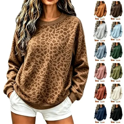 Oversized Leopard Print Sweatshirts
