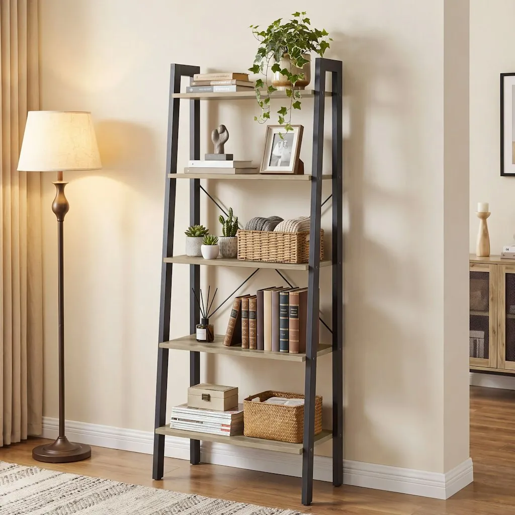 Williston Forge Jabari 67.9" Metal Ladder Bookcase