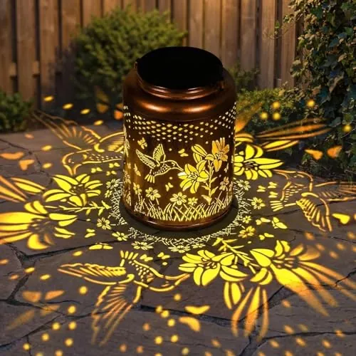 Lyeasw Garden Decor Hummingbird Solar Lanterns, 7-Inch Waterproof Hanging Lights