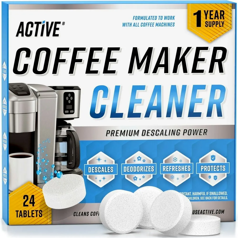 Active Coffee Machine Cleaner Descaler Tablets 24-Pack