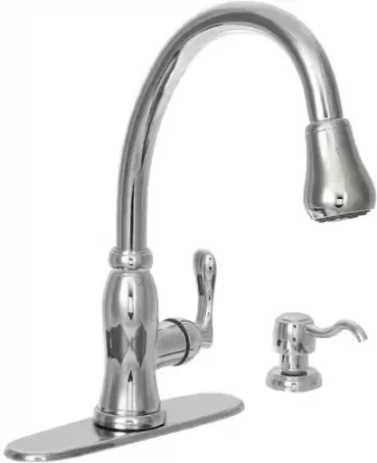 Glacier Bay Pavilion Single-Handle Pull-Down Sprayer Kitchen Faucet With Soap Dispenser in Polished Chrome