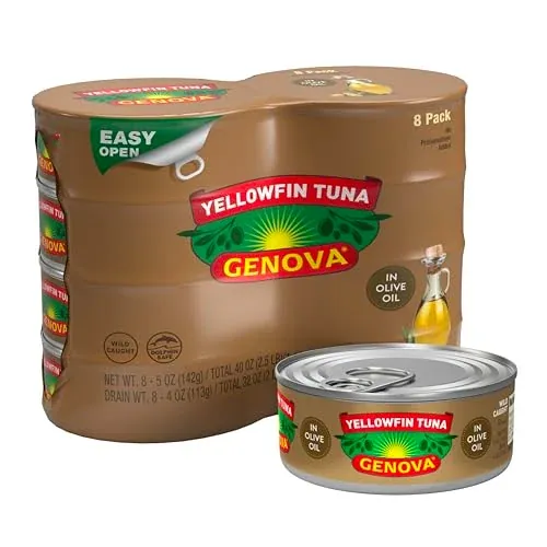 Genova Premium Yellowfin Canned Tuna (Olive Oil) 8-Pack 5-oz