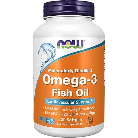 200-Ct Now Foods Omega-3 1000mg Fish Oil Softgels Supplement