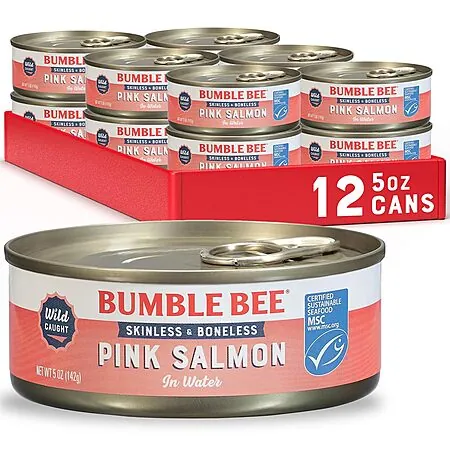 Select Accounts: 12-Pk 5-Oz Bumble Bee Wild Caught Pink Salmon in Water