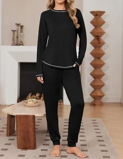 Ekouaer Pajama Sleepwear Set with Pockets