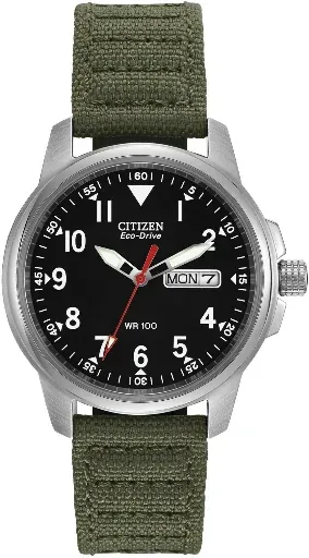 REFURBISHED Citizen Eco-Drive Chandler Men's Calendar Black Dial Green 37mm Watch BM8180-03E