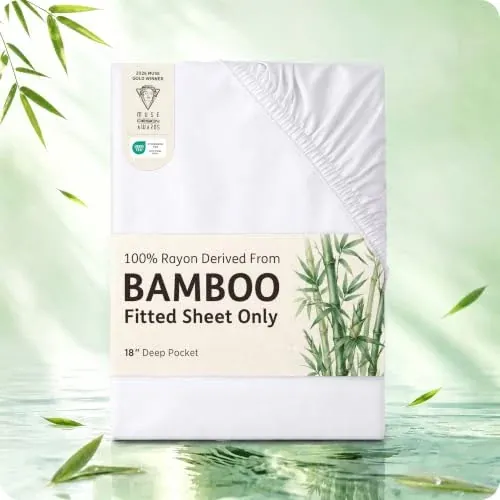 Bedsure 100% Bamboo Rayon Fitted Sheet