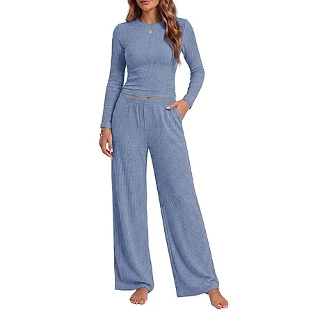 2-Pc Ekouaer Women's Long Sleeve Fall Pajamas Lounge Set
