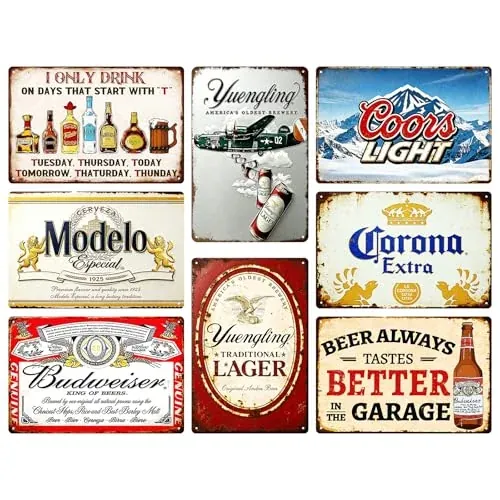 8-Pack Bar/Garage Tin Signs