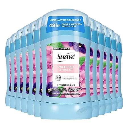 12-Pk 1.2oz Suave Women's Invisible Deodorant (Sweet Pea & Violet)