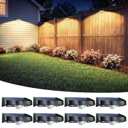 Nibuuecer Solar Motion-Sensor Fence Lights 8-Pack