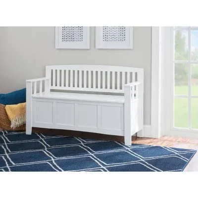 Linon Cynthia 50" Solid Wood Storage Bench w/ Flip Top Lid (White)