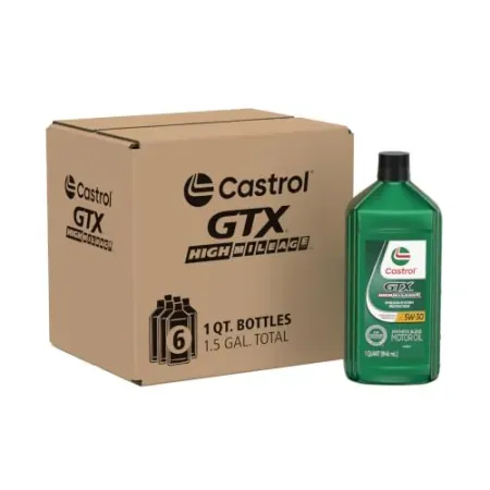 6-Pack 1qt Castrol GTX High Mileage 5W-30 Synthetic Blend Motor Oil