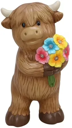 Mainstays Outdoor Solar Highland Cow Statue 10.75 in H