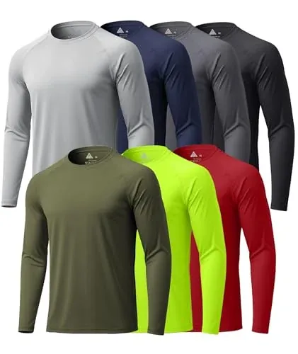 ZITY 7 Pack Long Sleeve Shirts for Mens UPF 50+ Fast Dry