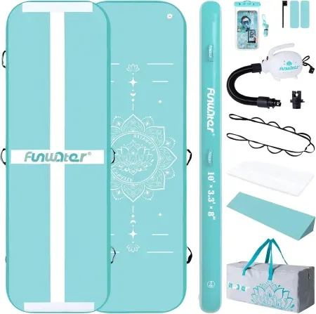 10' FunWater 8" Thick Dual-Sided Inflatable Gymnastics Tumble Track Mat