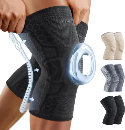 2-Pack CAMBIVO Knee Brace Compression Sleeves w/ Gel Pad & Side Stabilizers
