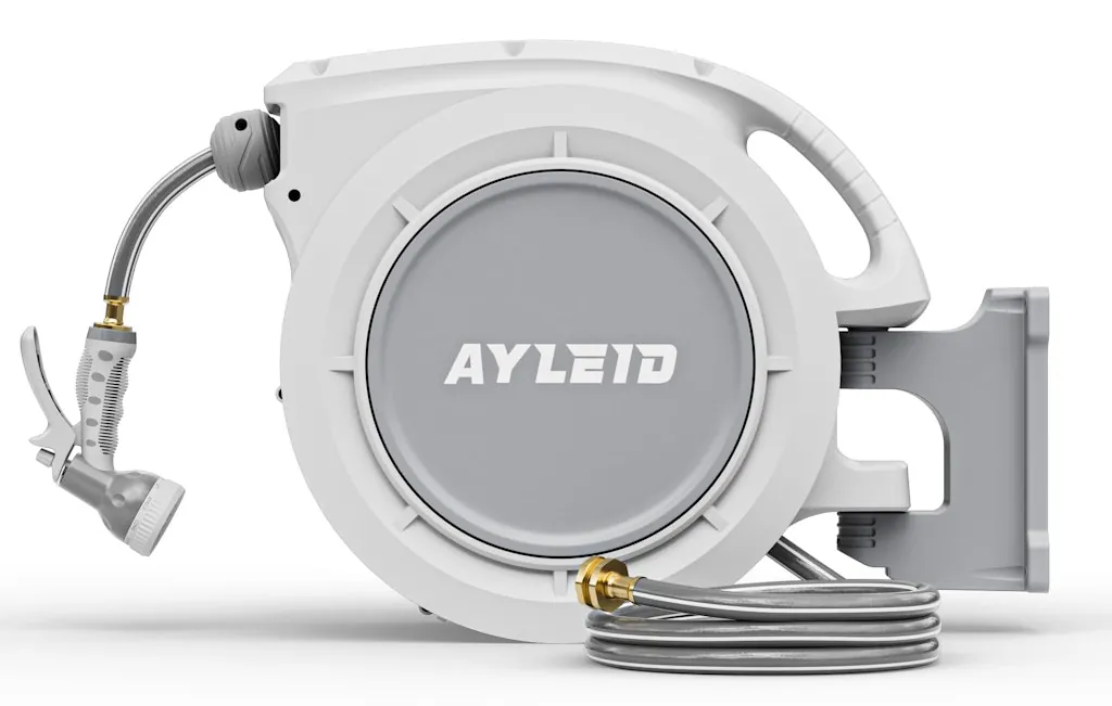 Ayleid Retractable Rubber Hybrid 1/2" x 65-Foot Garden Hose Reel