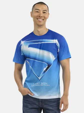 DC Comics Men's Superman Blue Poster Graphic T-Shirt