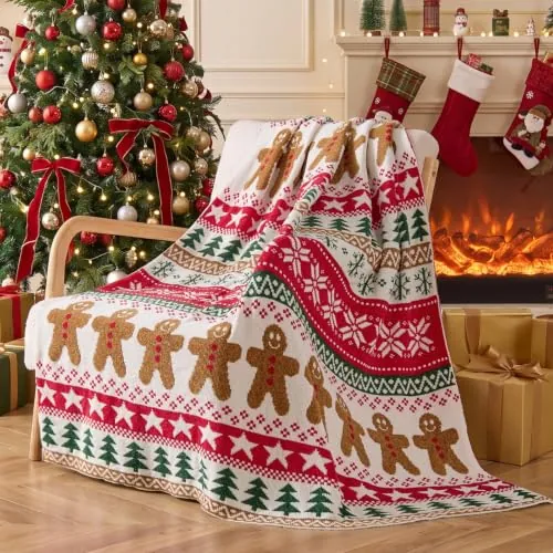BEDELITE Gingerbread Stripe Christmas Blanket