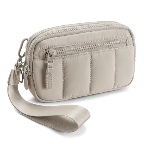 Lightweight Puffy Crossbody Bag and Wristlet Wallet with RFID Blocking