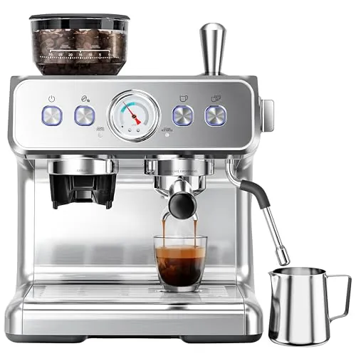 20 Bar Automatic Espresso Maker with Grinder and Steamer
