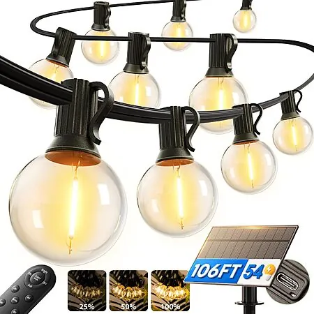 addlon 100' Outdoor Solar String Lights w/ Remote