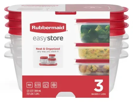 3-Pack Rubbermaid 3.57-Cup (2) & 5.26-Cup EasyStore Rectangle Containers