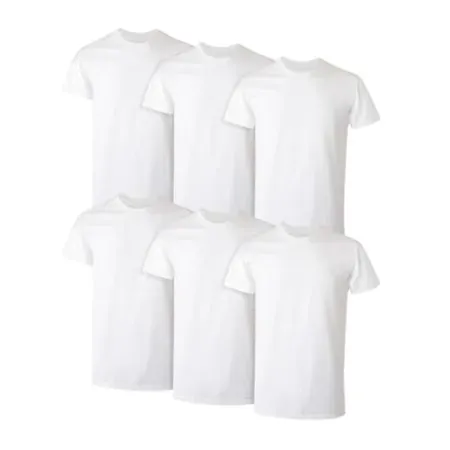 6-Pack Hanes Men's Cotton Moisture-Wicking Crew Tee Undershirts