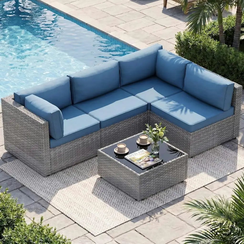 Shintenchi 5-Piece Rattan Patio Furniture Set